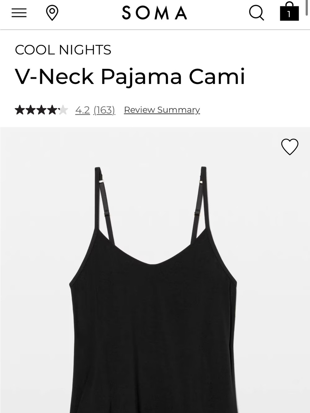 Soma Cool Nights V-Neck Pajama Cami - Size XL